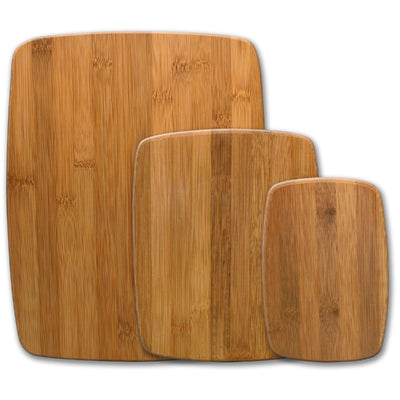 3-Piece Kitchen Cutting Board Set, Reversible Chopping Boards for Meal Prep and Serving, Charcuterie Board Set, Wood Cutting Boards, Assorted Sizes, Bamboo