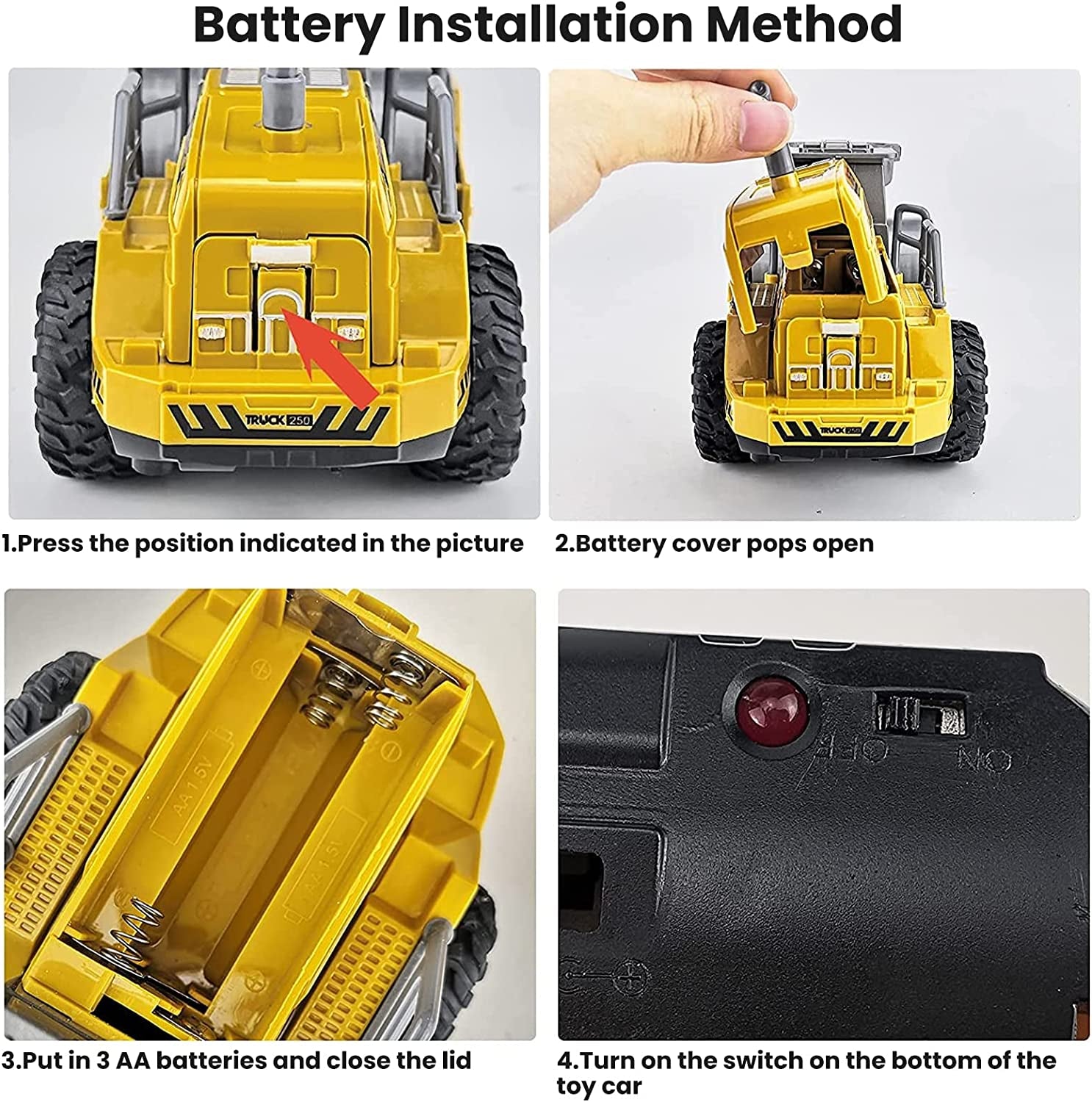 Remote Control Car Construction Vehicles Toys for Boys Girls 4-7 8-12 Gifts,Remote Control Roller Truck Toy with Flashing Lights and Remote(Roller Truck)