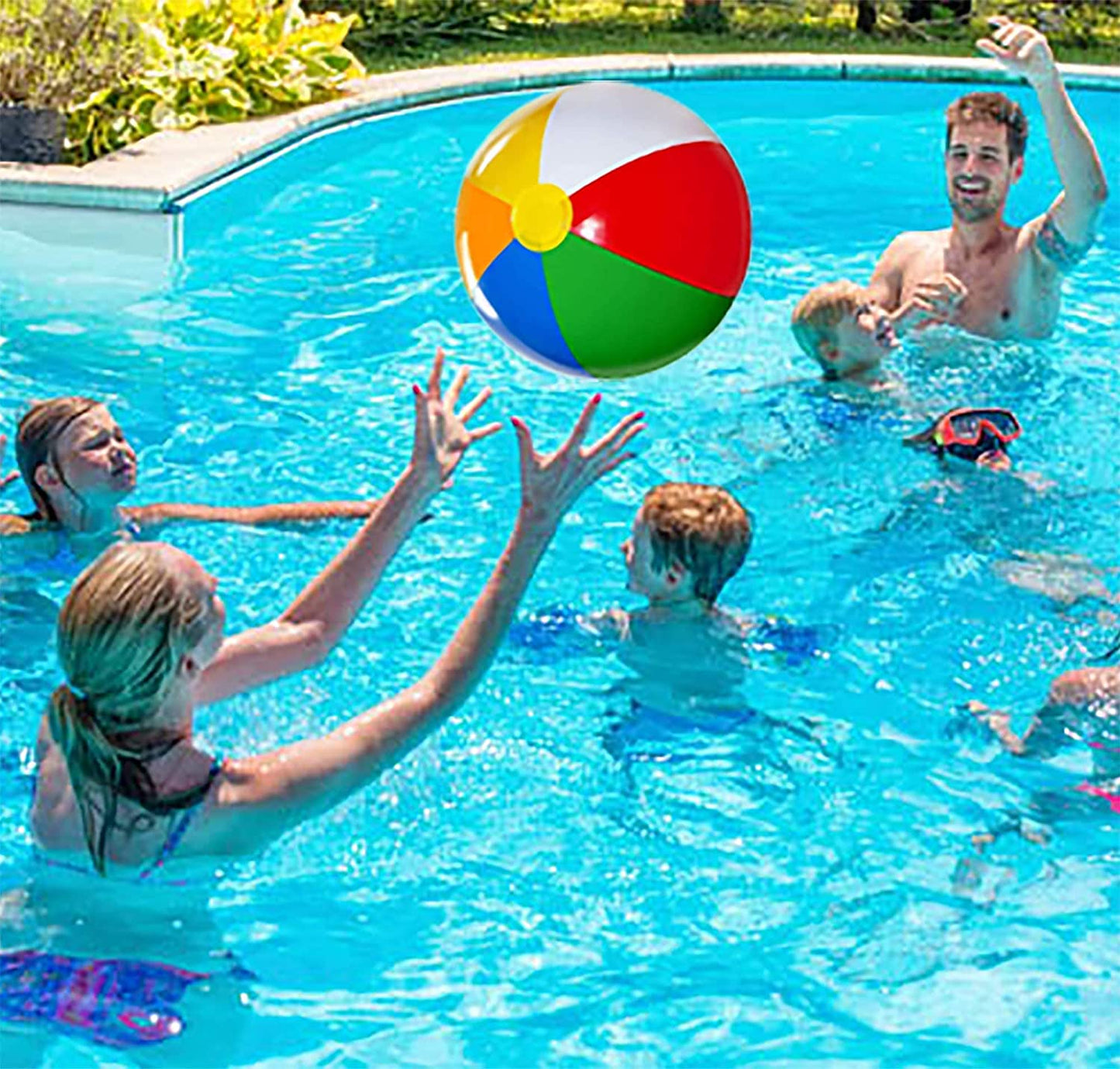  [3 Pack] 20" Inflatable Beach Balls for Kids - Beach Toys for Kids & Toddlers, Pool Games, Pool Toy - Classic Rainbow Color