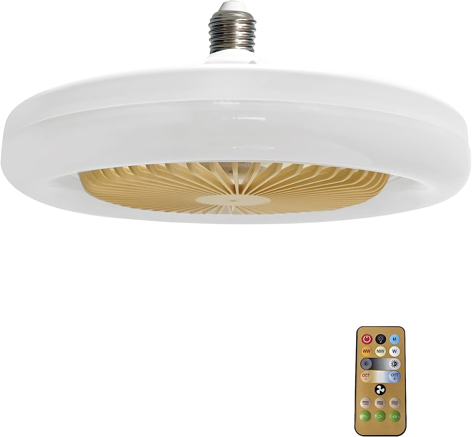 10in Screw in Light Socket Ceiling Fan  E26 30W Dimmable Socket Fan Small Ceiling Fan with Light, Plug in Light Bulb Ceiling Fan with Remote