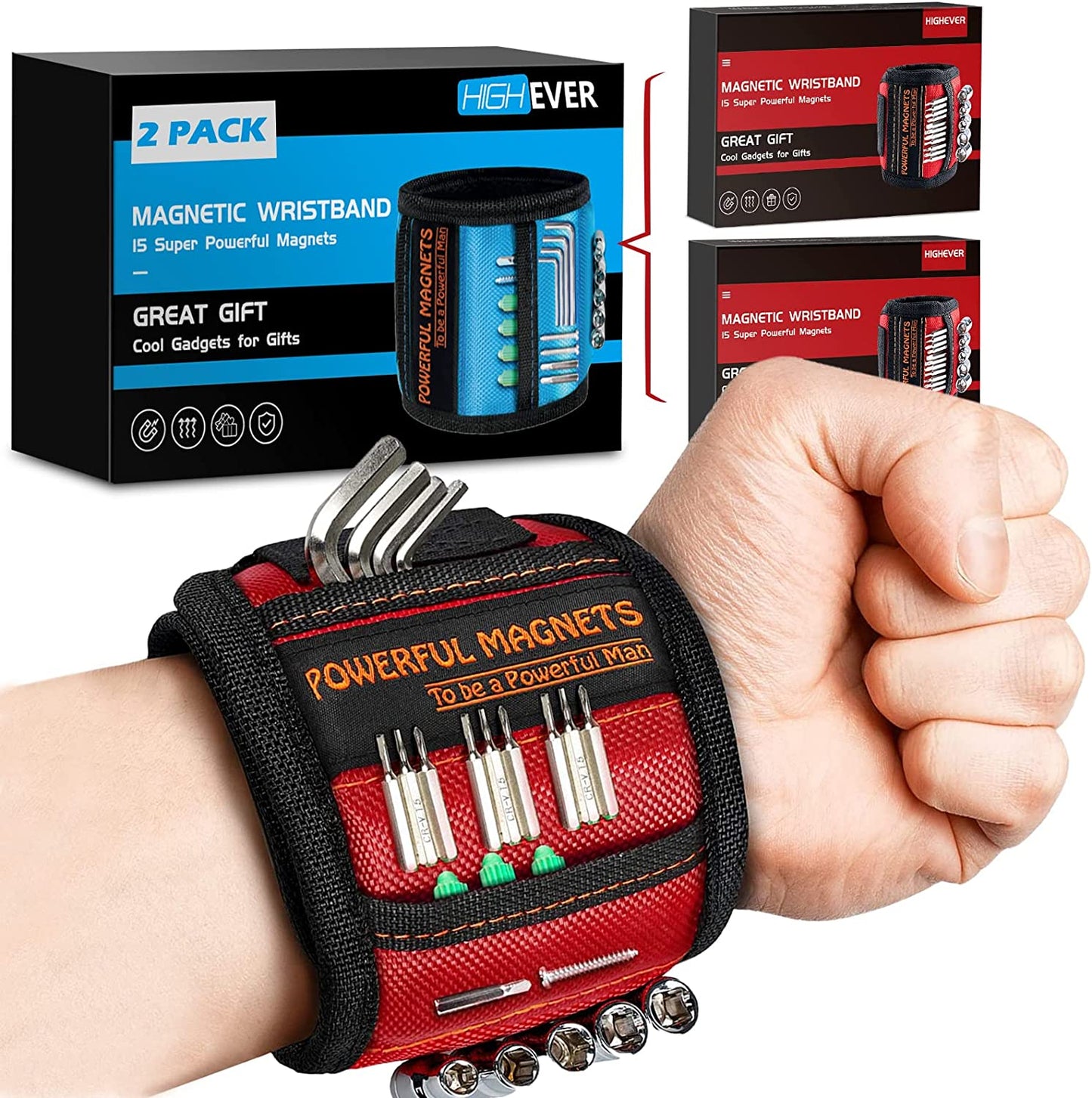 Father's Day Gifts for Dad from Daughter Son, Magnetic Wristband Tool Belt for Holding Screws Nails Drill Bits, Cool Gadgets Birthday Gift for Men Him Women Husband Wife Carpenters Who Have Everything