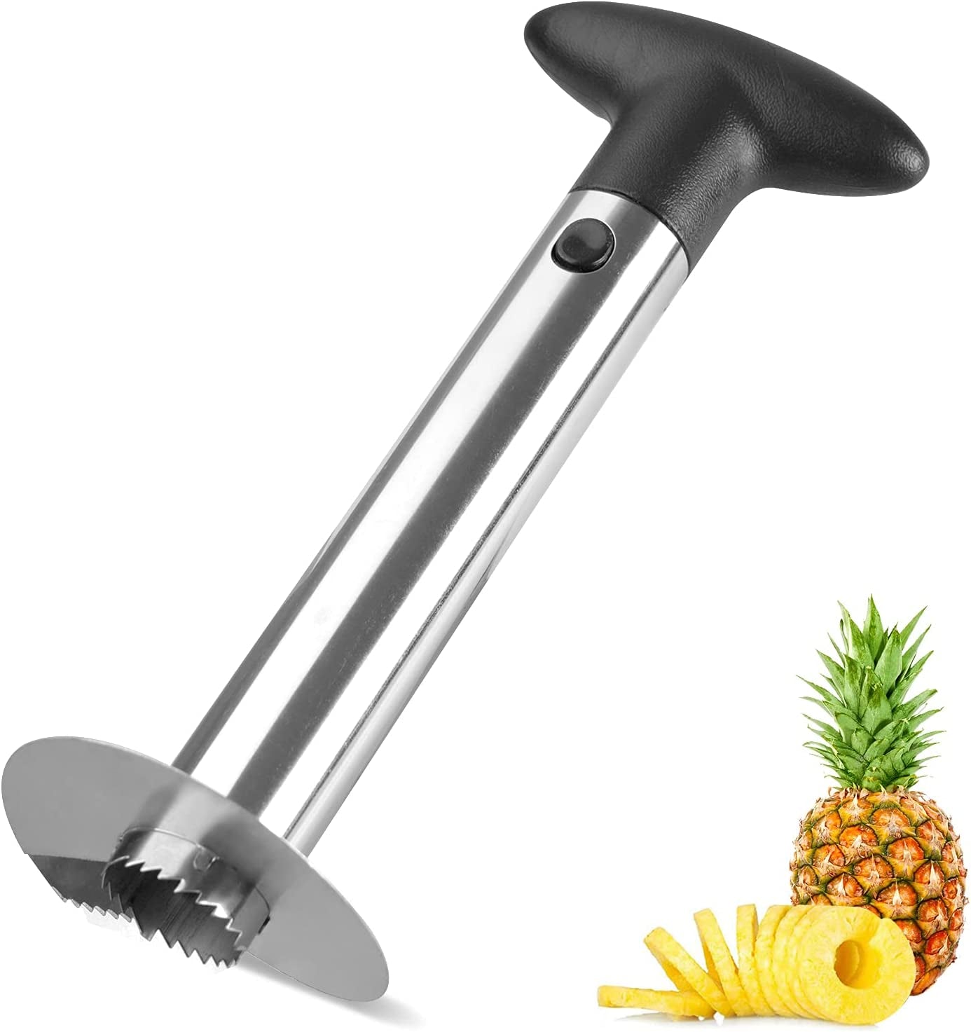 Pineapple Corer and Slicer Tool, Premium Stainless Steel Pineapple Core Remover Tool with Detachable Handle, Super Fast and Easy Pineapple Cutter for Home & Kitchen