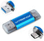 OTG Type C & USB 3.0 /3.1 Flash Drive 32GB 64GB 128GB 256GB 512GB USB Thumb Drivefor Android Devices/Pc/Mac (32GB, Blue)