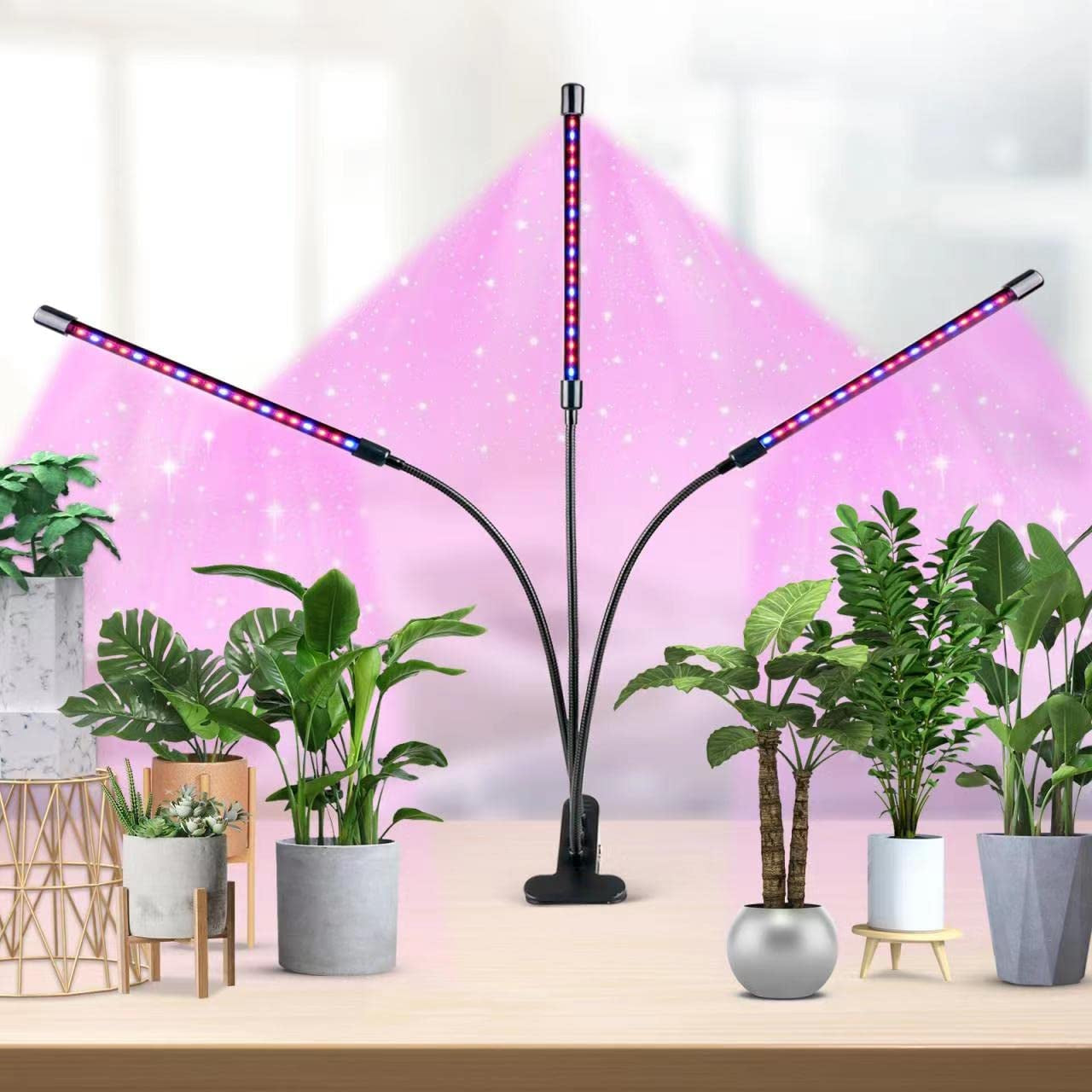 Led Grow Light for Indoor Plants,3 Heads Full Spectrum Plant Light, 10 Dimmable Brightness, 3/9/12H Timer, Growing Lamp for Indoor Plants Growth