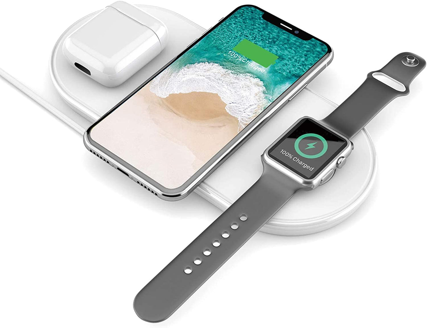 3 in 1 Wireless Charger Qi Fast Charging Station Dock for Apple/Samsung watch, Airpods Plux Wireless Charging Stand