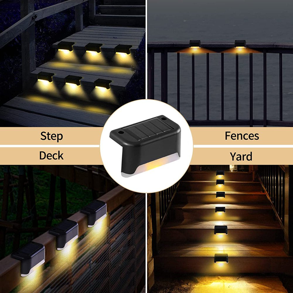  8 Pack Solar Step Lights Waterproof LED Solar Lights for Outdoor Decks, Railing,Stairs, Step, Fence, Yard, and Patio Christmas Decoration Lights(Warm White)