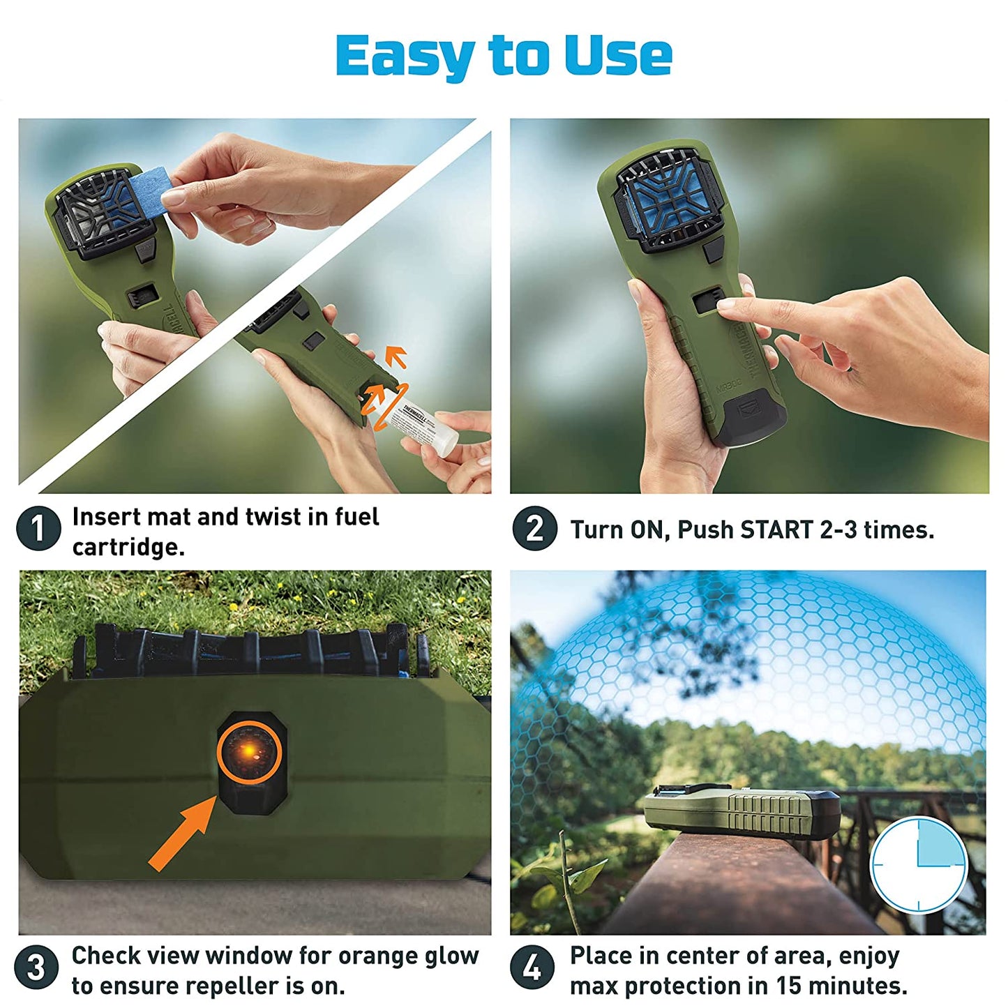 Thermacell MR300 Portable Mosquito Repeller, Green; Effective Mosquito Repellent; Includes 12 Hours of Refills; No Spray, No DEET, No Open Flame; Scent-Free Bug Spray Alternative