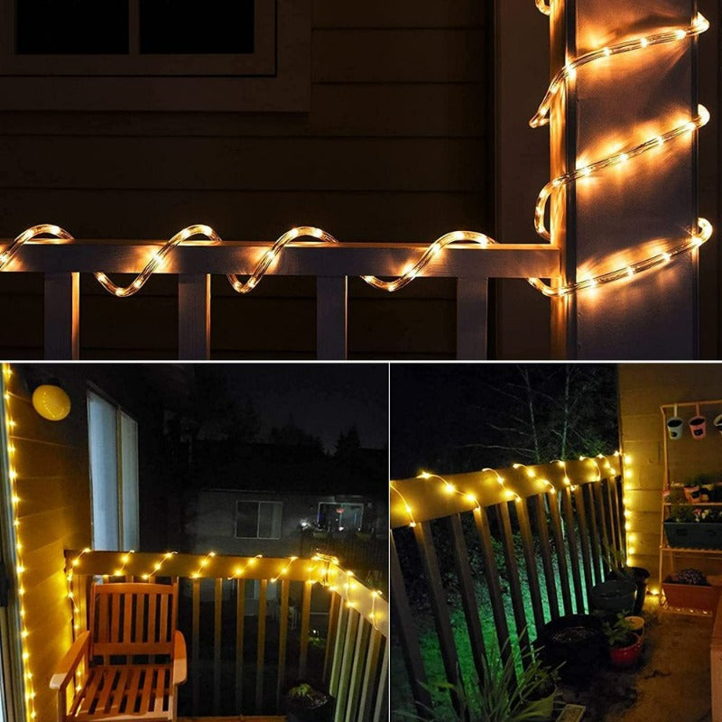 2Pack  Solar Rope Lights 33FT 100LED for Pool, 8 Modes Outdoor Waterproof for Fence,Gazebo,Yard,Walkway,Path,Garden Decor