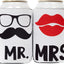 Mr & Mrs Can Cooler Sleeves - Set of 2 Neoprene Covers for Beer, Soda and More Universal Sleeve Design Holds Bottle and Cans - His and Hers Wedding Gift for Couples