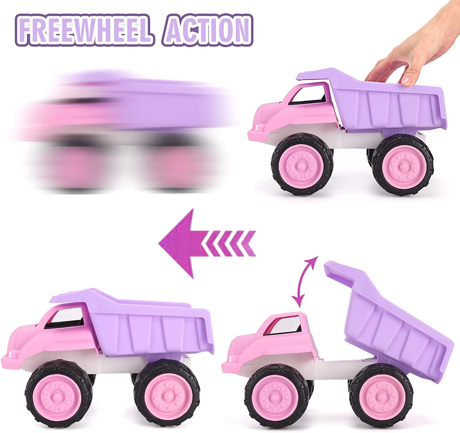 Big Plastic Dump Truck in Pink Color for Toddlers and Girls | Large Tilting Dump Bed Lorry | Free Play Toy Vehicle Indoors and Outdoors Imaginative Play