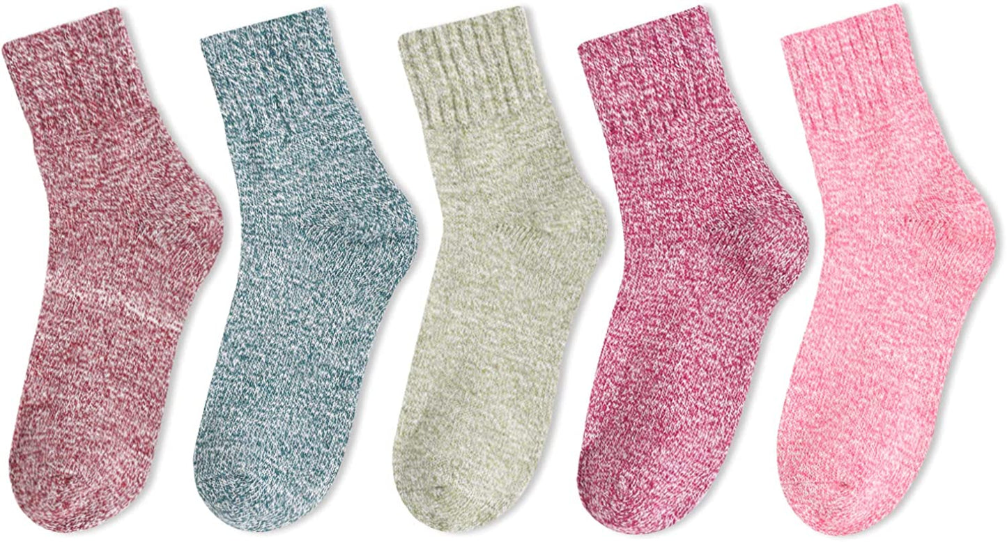  5 Pairs Winter Warm Crew Vintage Socks, Novelty Socks for Women & Girls