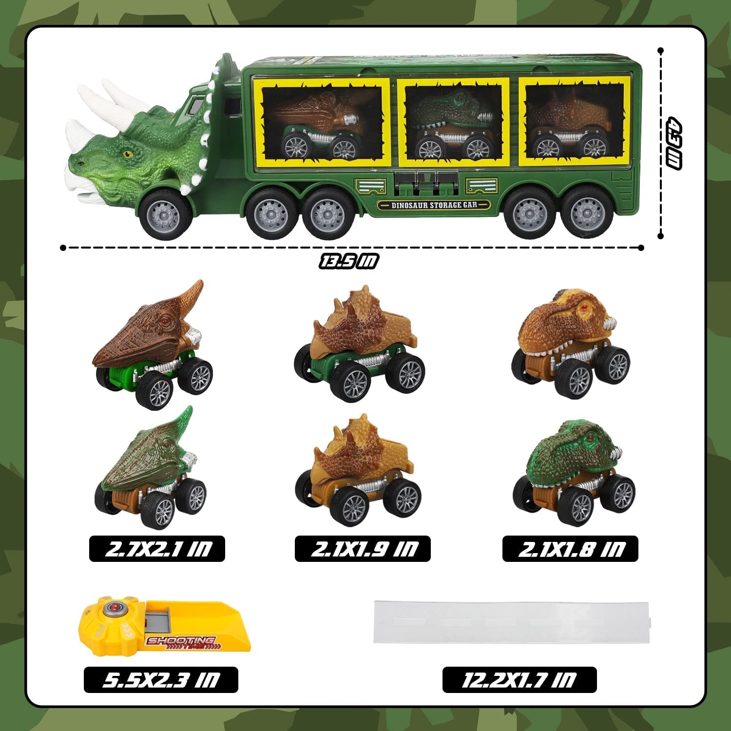 TOY Life Dinosaur Toys for Kids 3-7, Dinosaur Truck with 6 Pull Back Dinosaur Cars, 8 in 1 Dino Toys for Boys and Girls, Dinosaur Transport Truck with High Speed Launcher for Kids