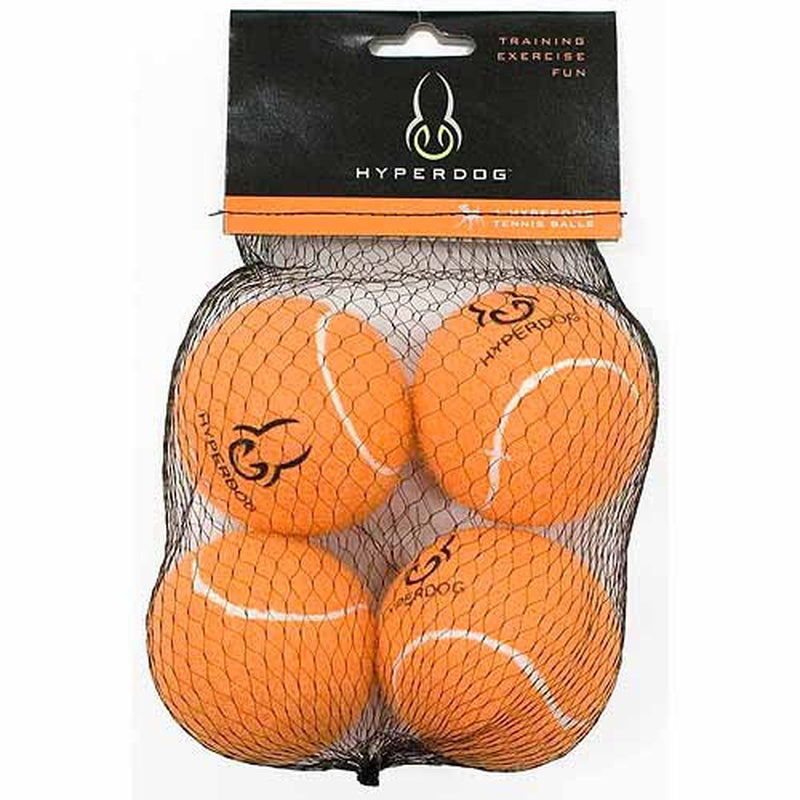  Tennis Balls, Dog Fetch Toys, Grade a Rubber Ball, Orange, 4 Count