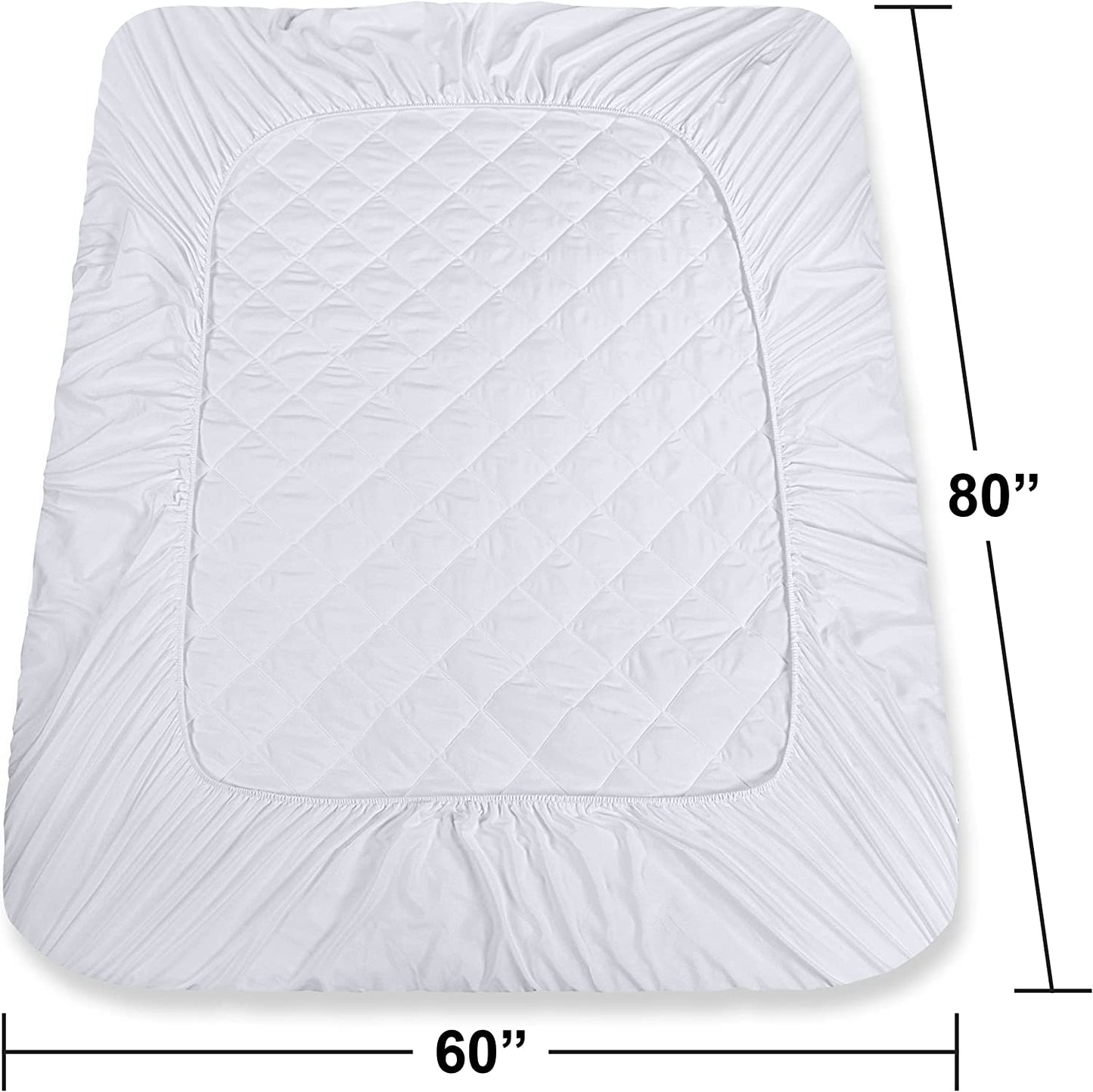 Utopia Bedding Quilted Fitted Mattress Pad (Queen) - Elastic Fitted Mattress Protector - Mattress Cover Stretches up to 16 Inches Deep - Machine Washable Mattress Topper