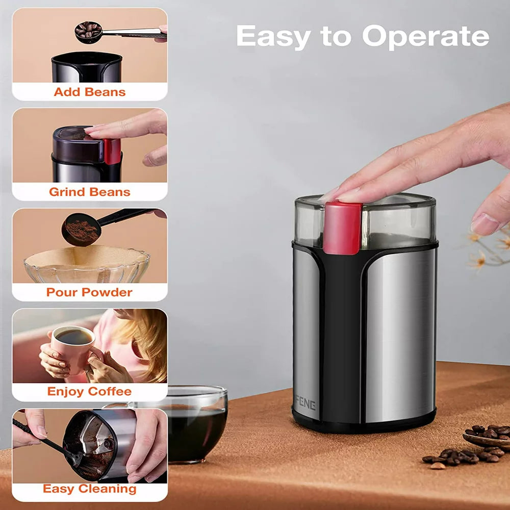 Electric Spice/Coffee Grinder Mill, Hypergrind Precision with Large Grinding Capacity and Powerful Motor Also for Spices, Herbs, Nuts, Grains, Stainless Steel
