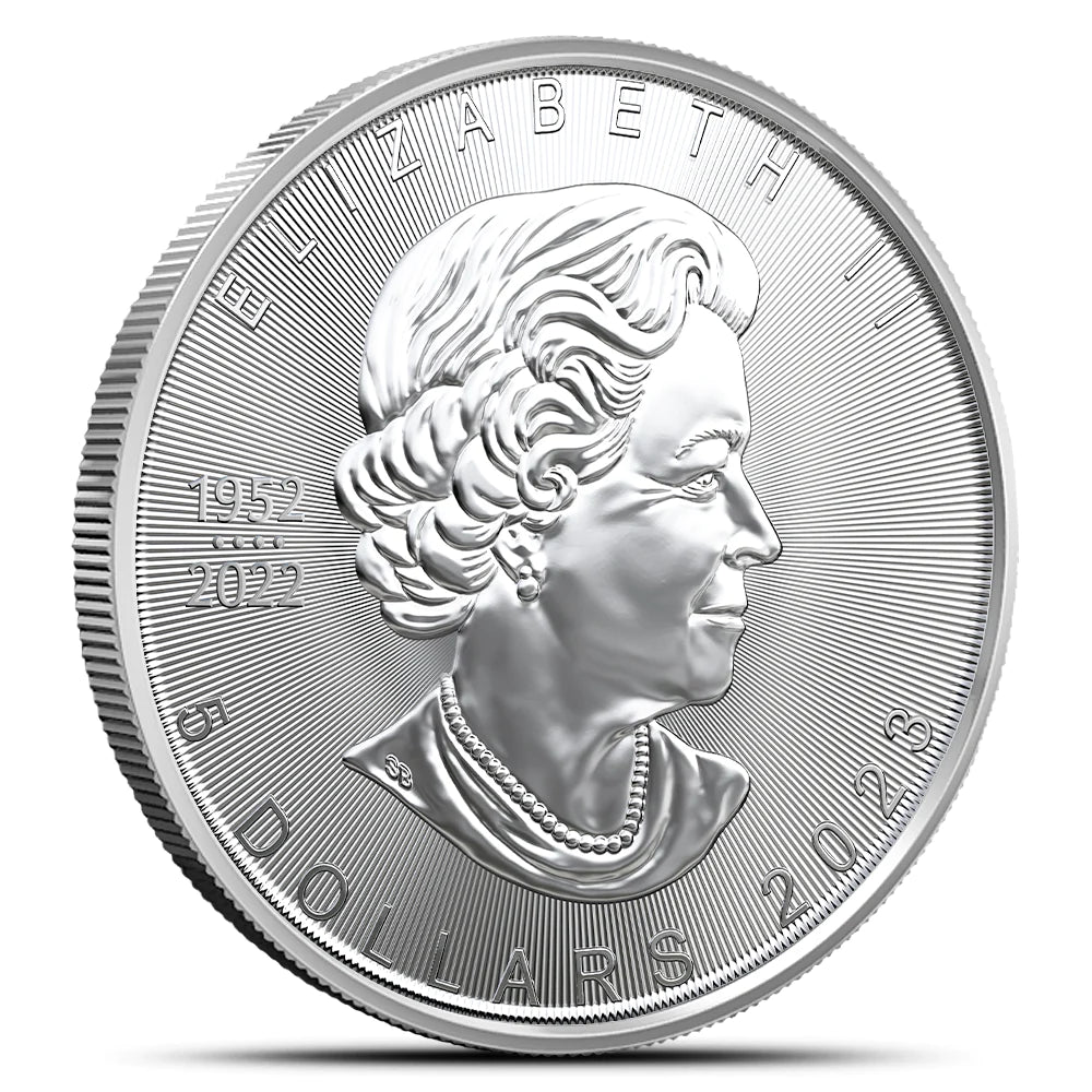 1 Oz Canadian Fine Silver Elizabeth II Maple Leaf Coin BU