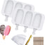 Popsicle Molds Set of 2, Ice Pop Molds Silicone 4 Cavities Ice Cream Mold Oval Cake Pop Mold with 50 Wooden Sticks for DIY Popsicle, Clear