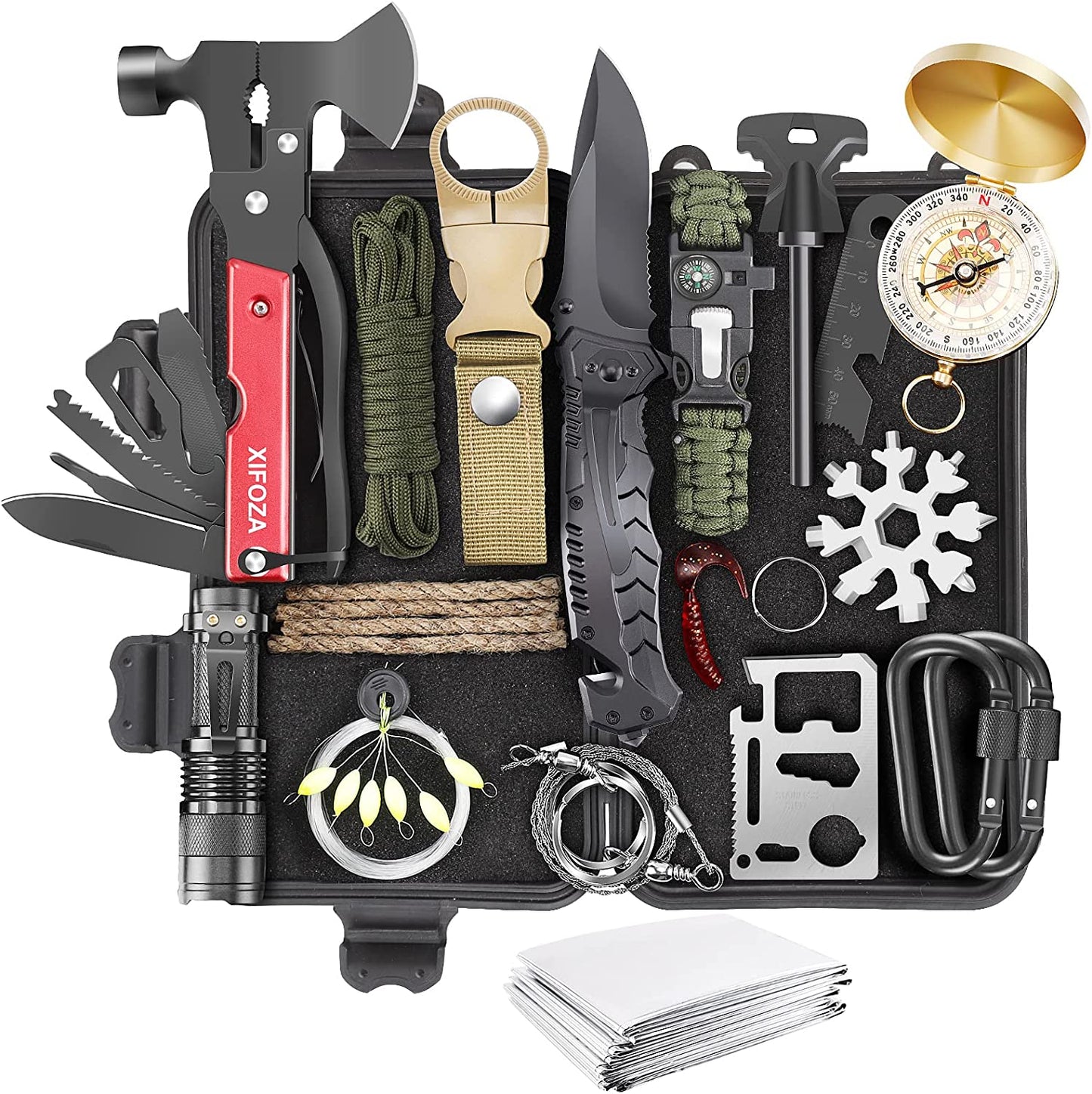 Survival Kits 27 in 1 Camping Accessories Tactical Gear Fishing Equipment for Camping Hiking Hunting Outdoor Adventure, Christmas Thanksgiving Day Birthday Gifts Idea