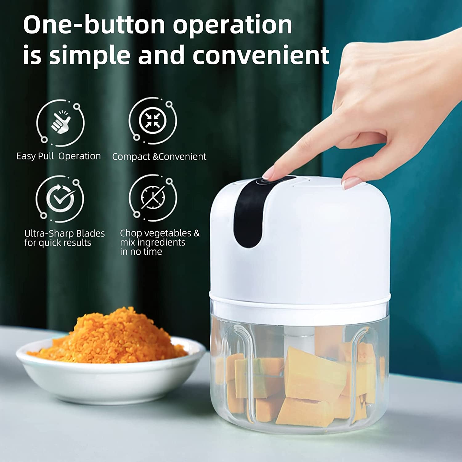 Small Food Processor With Divider 250ML/8.8FL OZ