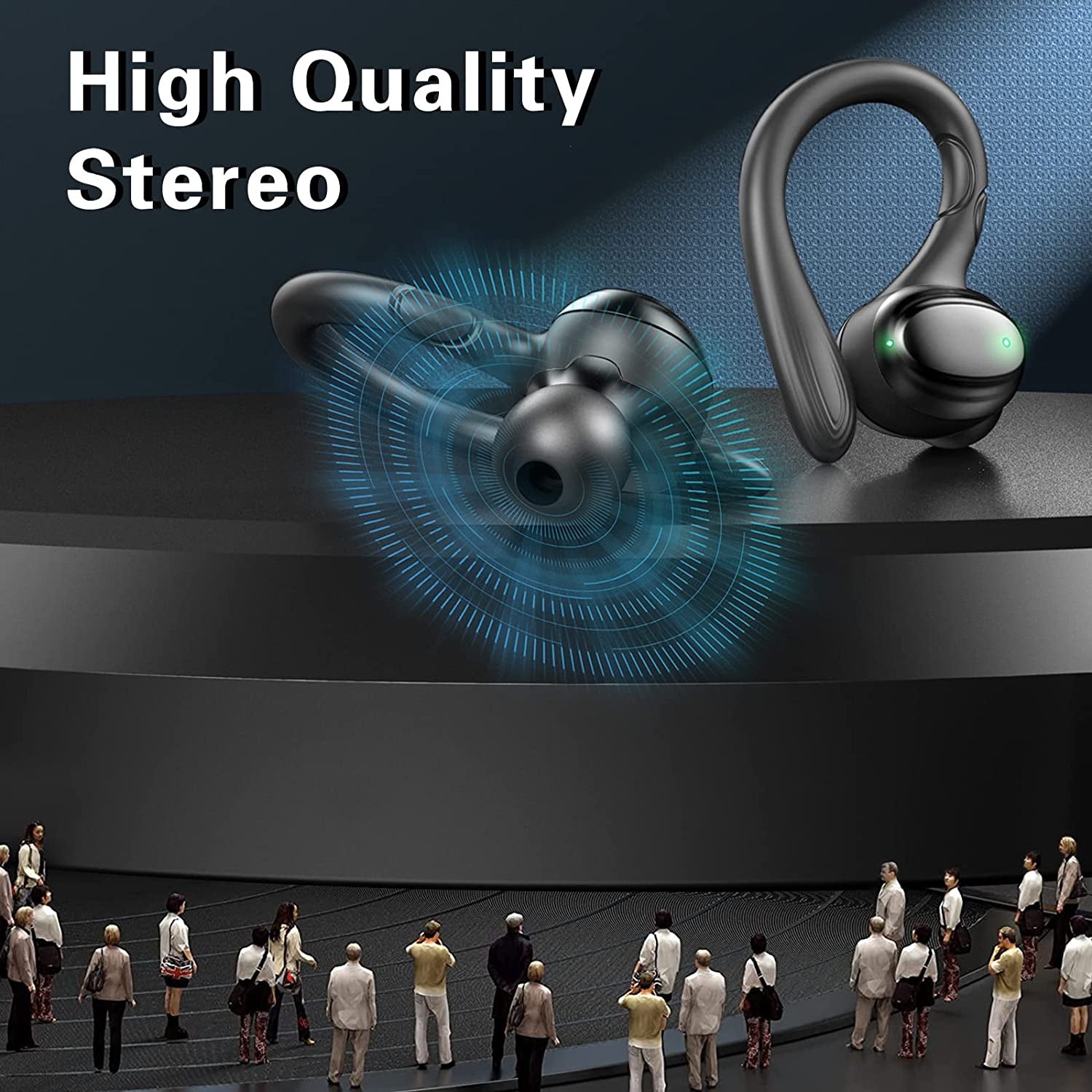 Wireless Earbud, Sports Bluetooth 5.1 Headphones with Detachable Earhooks, Deep Bass Wireless in Ear Earphones with HD Mic, CVC8.0 Noise Reduction, 48Hrs Playtime, IP7 Waterproof, Headset for Running