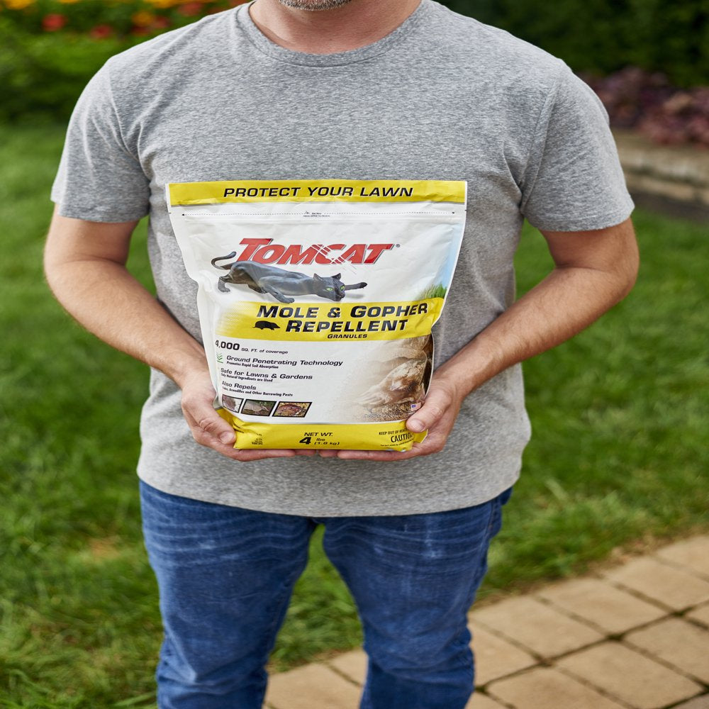 Tomcat Mole & Gopher Repellent Granules, Safe for Lawn and Garden, Formulated with Castor Oil, 4 Lb.