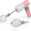 Electric Whisk, Small Hand Mixer Kitchen Egg Beater Stirrer with 2 Speeds 2 Whisks USB Rechargeable, Pink