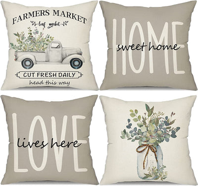 Set of 4 Farmhouse Pillow Covers  