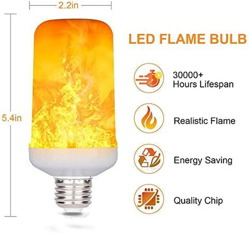 2-Pack LED Flame Light Bulbs, 4 Modes LED Flame Bulb Fire Light Bulb Realistic Flickering Flame with Upside down Effect, E26 Medium Base