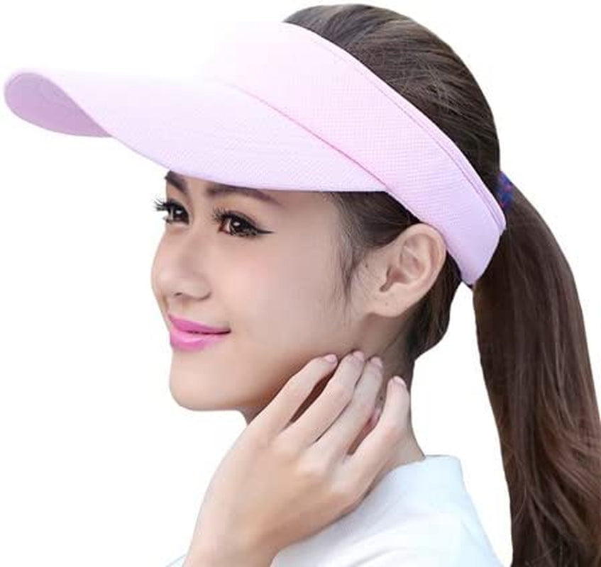 Sun Visors for Girls and Women, Long Brim Thicker Sweatband Adjustable Hat