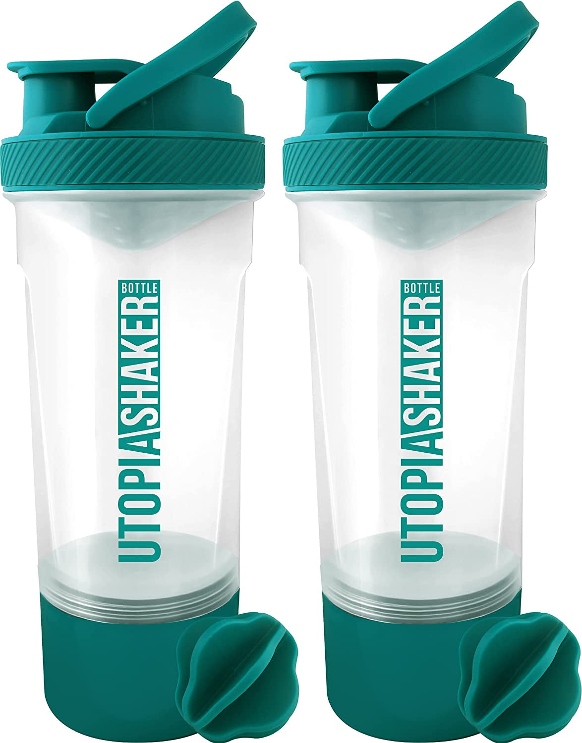 2-Pack Shaker Bottle - 24 Ounce Protein Shaker Bottle for Pre & Post workout drinks - Classic Protein Mixer Shaker Bottle with Twist and Lock Protein Box Storage