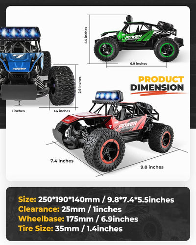 BZ TB141 RC Cars-1:14 Scale Remote Control Car, 2WD High Speed 20 Km/H All Terrains Electric Toy off Road RC Car Vehicle Truck Crawler with Two Rechargeable Batteries