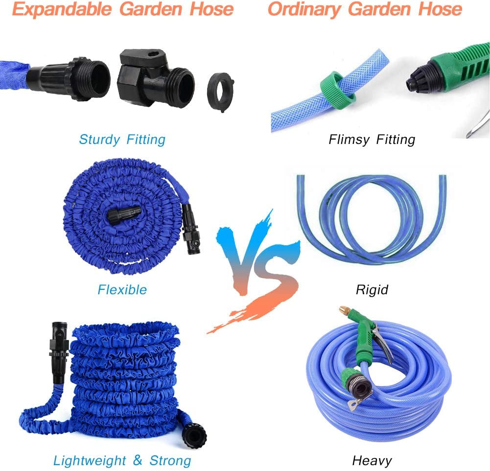 Garden Hose,Water Hose, Upgrade Expandable Garden Water Hose, Double Latex Core - Extra Strength Fabric Protection - 7 Functions Spray Nozzle,Collapsible Hose for Flowers