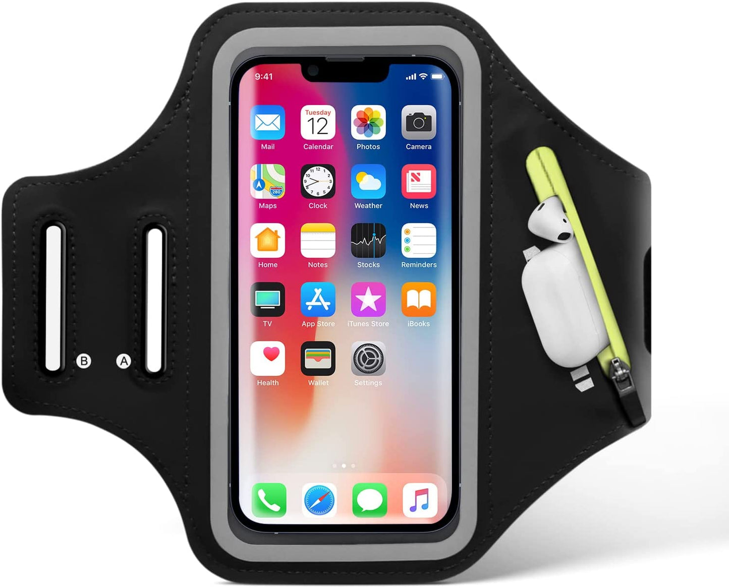  Cell Phone Armband,Water Resistant Phone Holder for Running Exercise Airpods Bag Adjustable Running Armband for iPhone 13/12/11 Pro X/XS/XR/8/7/6 Samsung Galaxy S22/S21/S20/A10e (Black)