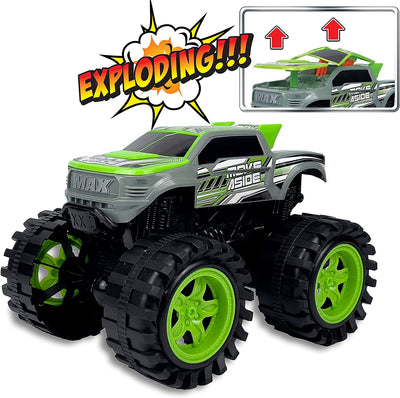 Exploding Monster Truck with Explosive Crash Sounds and Lights, Smash It up Again and Again, Toy for Boys and Girls 3 Years and above [Amazon Exclusive] (Gray)