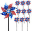  10 Pack Reflective Pinwheels Patriotic Decorations, American Flag on Stick Wind Spinner with Stake for Independence Day, Memorial Day July of 4th Party Supplies, Scare Birds Repellent Devices