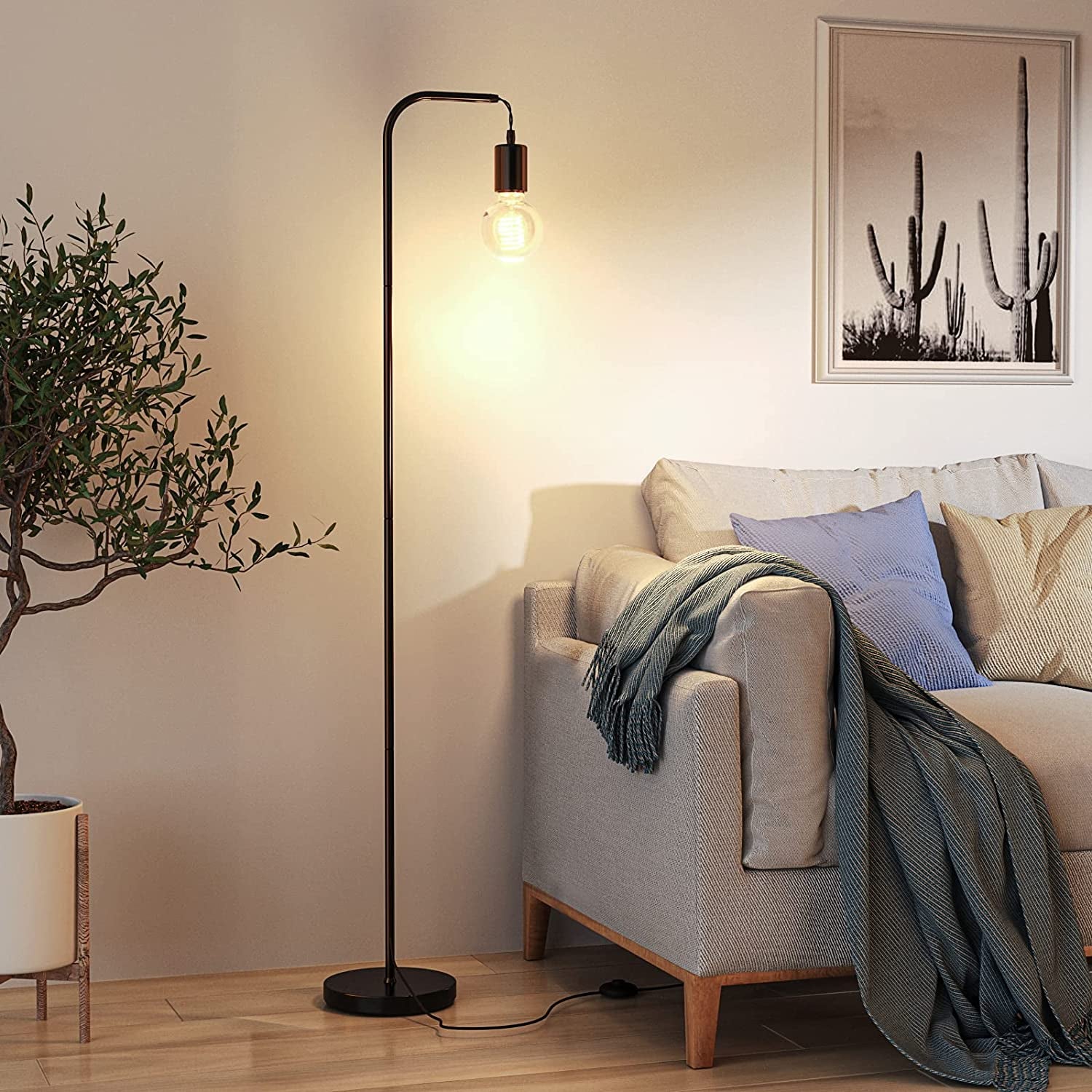 Floor Lamp Industrial, a Floor Lamp 63 Inch Standing Lamp, E26 Socket On/Off Modern Floor Lamp for Bedroom, Living Room, Minimalist, Vintage, Mid Century