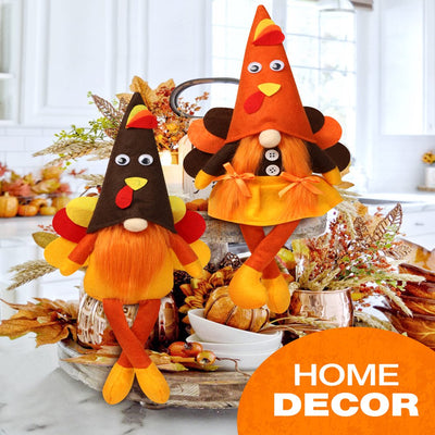 Fall Thanksgiving Decorations, 2 Pack Handmade Fall Turkey Swedish Gnomes, Fall Table Decor Gnomes for Home Farmhouse Indoor, Fall Decoration Autumn Decor Thanksgiving Gifts