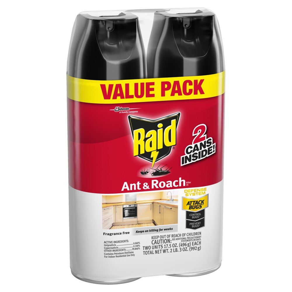 Raid® Ant & Roach Killer 26, Fragrance-Free Bug Spray, 17.5 Fl Oz, 2 Ct