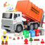12" Garbage Truck Toys Trash Truck Dump Truck with 4 Garbage Cans, Friction Powered Truck with Sound and Light ,Push and Go Pull Back Car for Boys