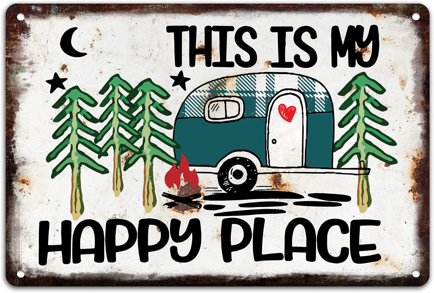Rustic Camper Metal Tin Sign For Friend Rv Camping Around The Campfire 8x5.5 Inch Tin Sign