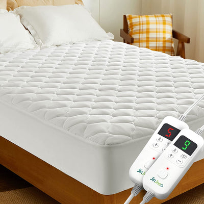 Heated Mattress Pad Queen Size Electric Mattress Pads Electric Bed Warmer Fit up to 21" with 11 Heat Settings Dual Controller 9 Hours Auto Shut Off