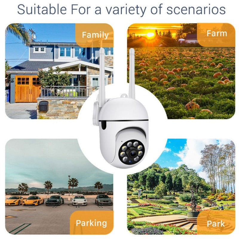 Security Camera Outdoor, Wireless Wifi IP Camera Home Security System 350° View,Motion Detection, Auto Tracking,Two Way Talk,Hd 1080P Pan Tile Full Color Night Vision 