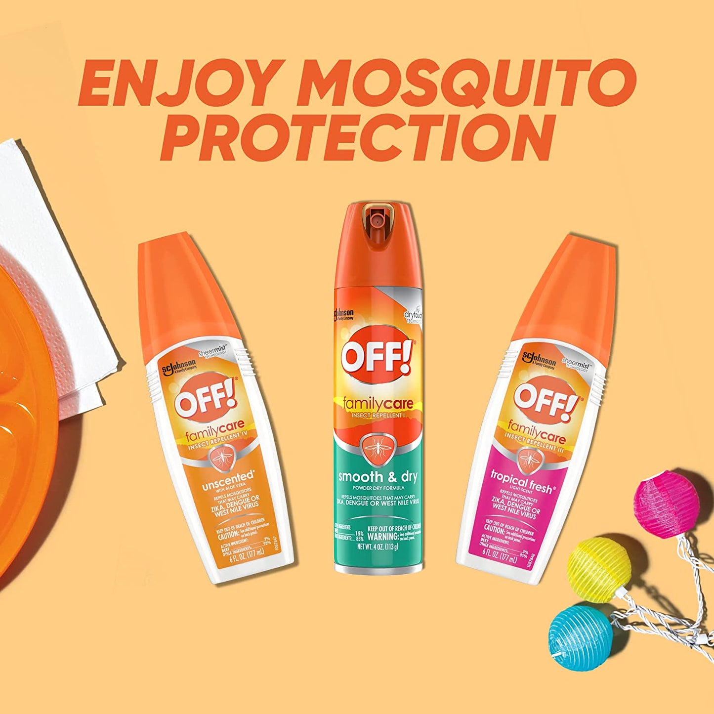 OFF! FamilyCare Insect & Mosquito Repellent Aerosol, Smooth and Dry Formula Bug Spray, Provides up to 6 Hours of Protection, 4 oz