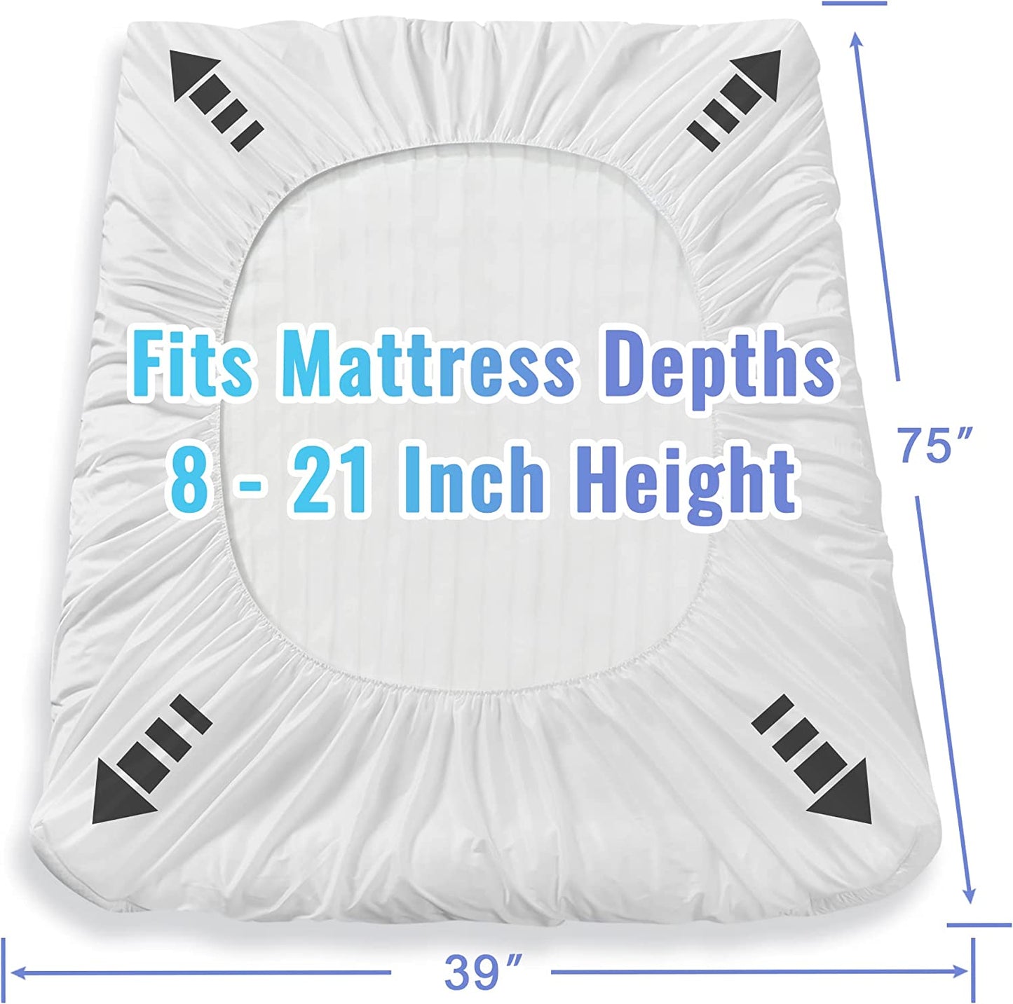 MATBEBY ETL Certified Heated Mattress Pad Twin Size W/ 8 Heating Levels 4 Auto off Levels Electric Mattress Pad Twin Size Stretches up to 21 Inch Deep White Diamond Quilted Fitted Topper Protector