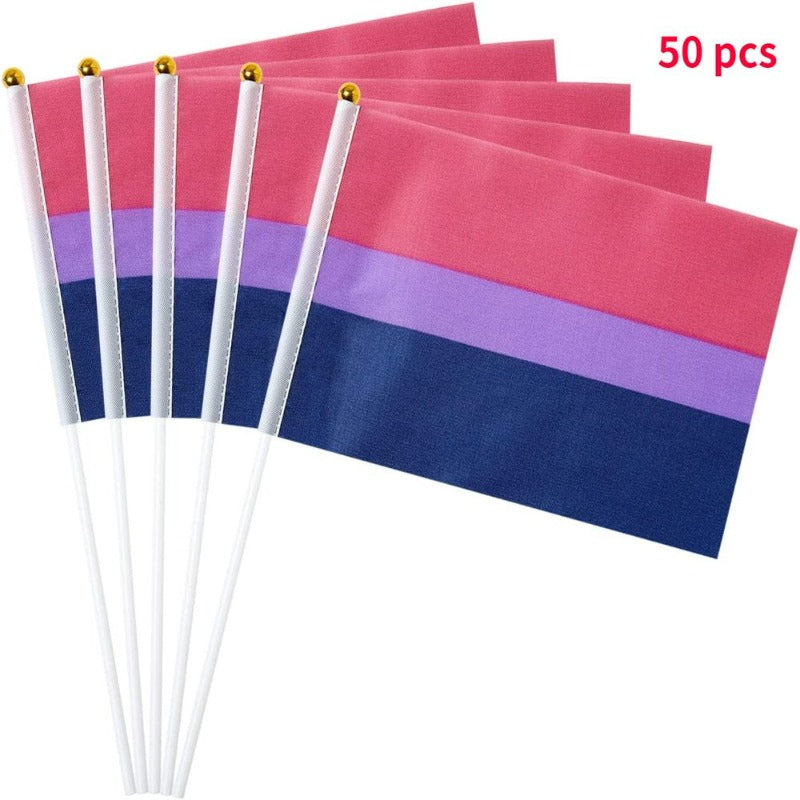 50 Pack Mini Pride Flag Small Lgbt Rainbow Flag Hand Held Stick Flags 