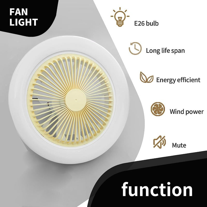10in Screw in Light Socket Ceiling Fan  E26 30W Dimmable Socket Fan Small Ceiling Fan with Light, Plug in Light Bulb Ceiling Fan with Remote