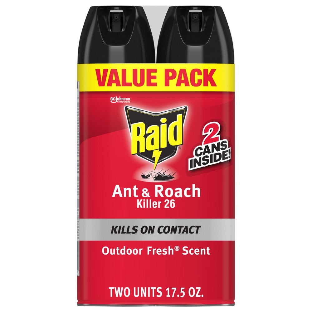 Raid Ant & Roach Killer 26, Outdoor Fresh Scent, 20 Oz, 2 Ct