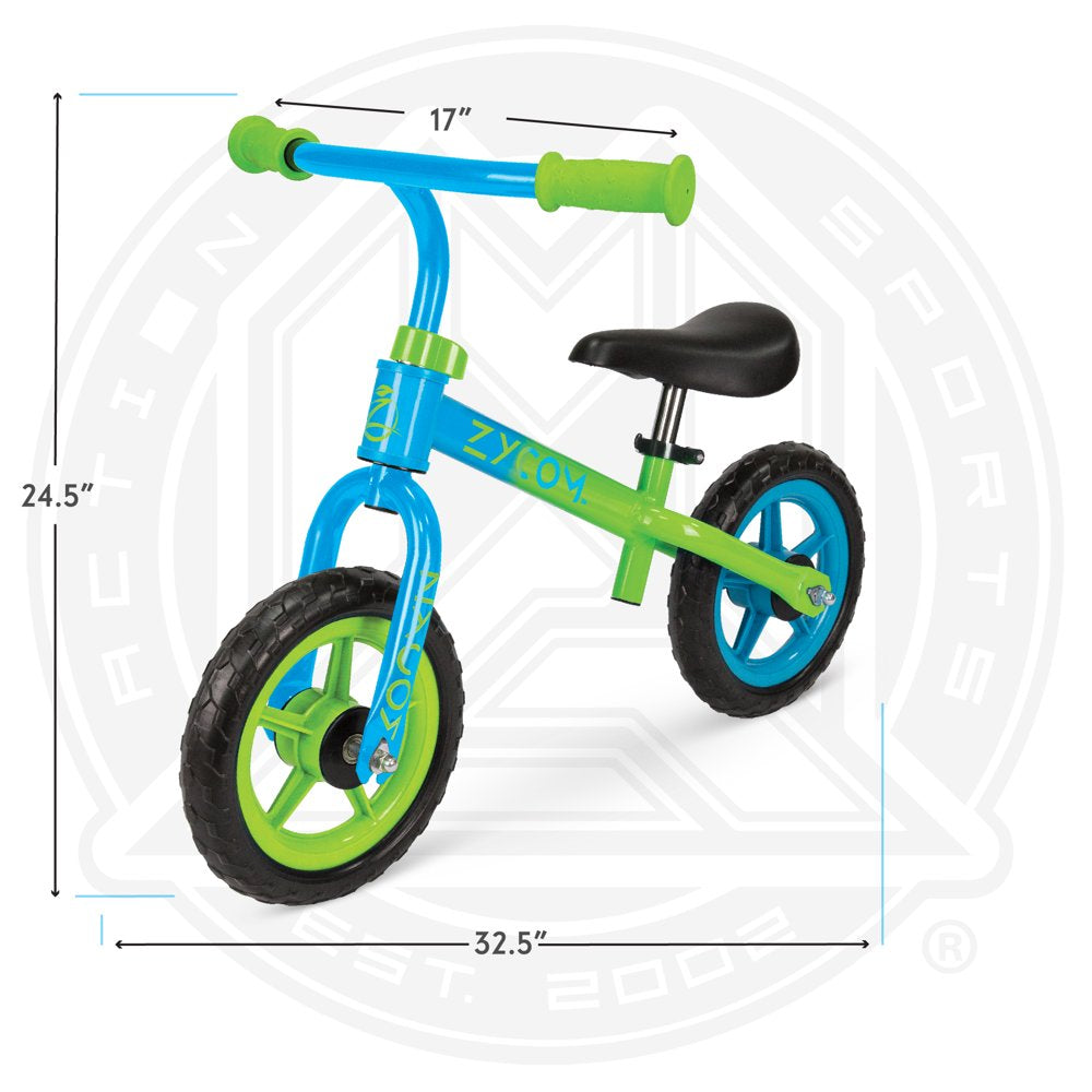 Zycom 10-Inch Toddlers Balance Bike Adjustable Helmet Airless Wheels Lightweight Training Bike Blue
