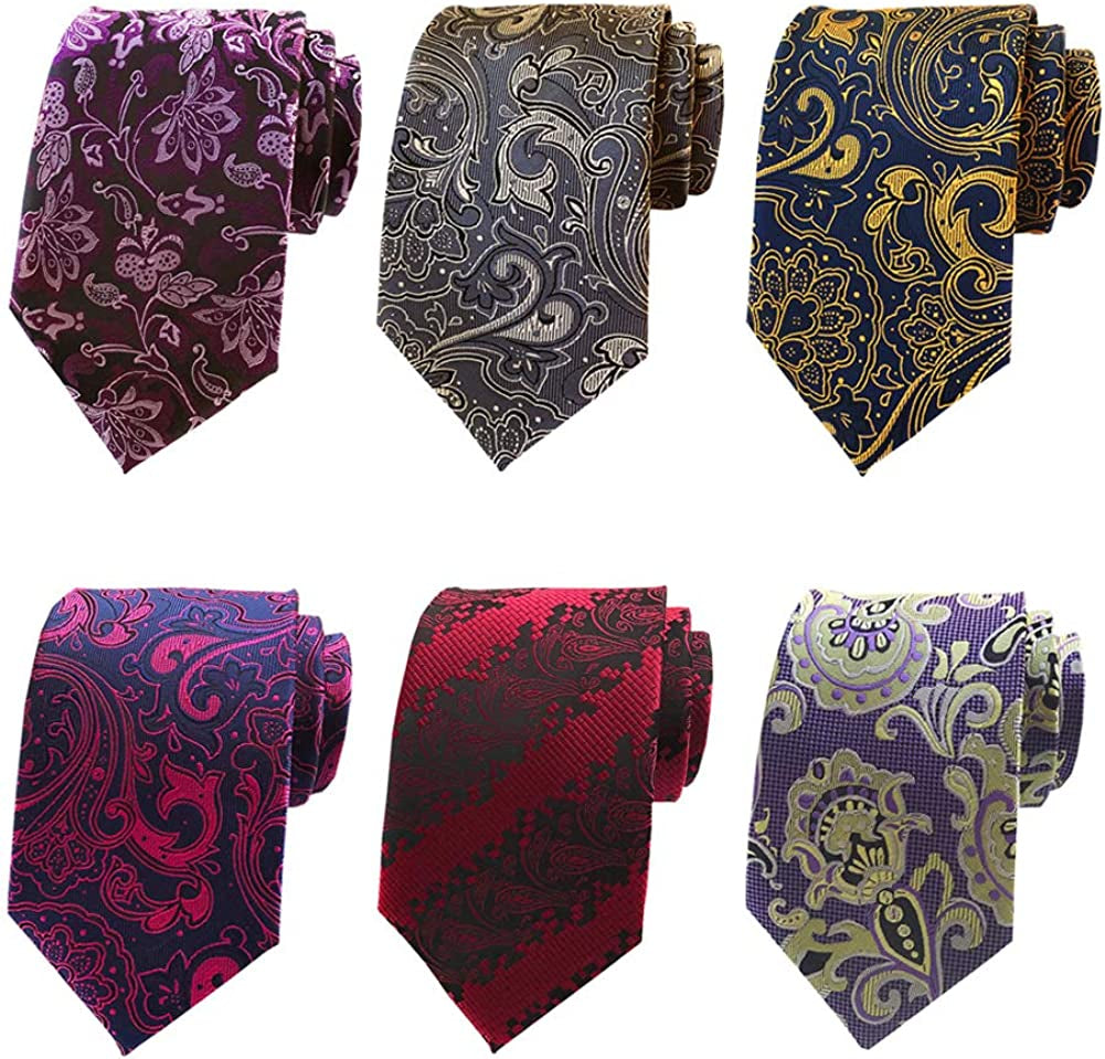 6 Pcs Men's Necktie Classic Silk Tie Woven Jacquard Neck Ties