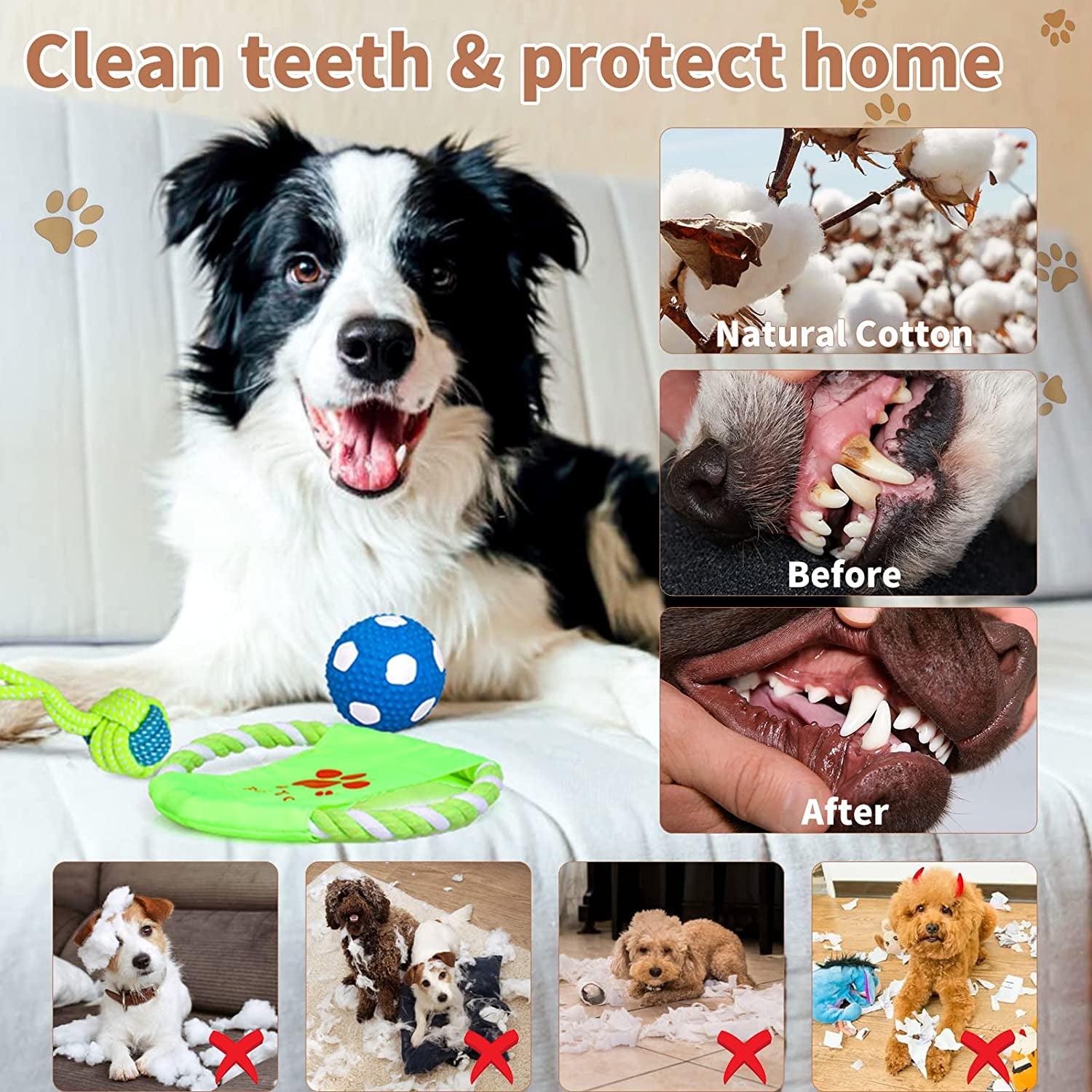 19 Packs Dog Chew Toys